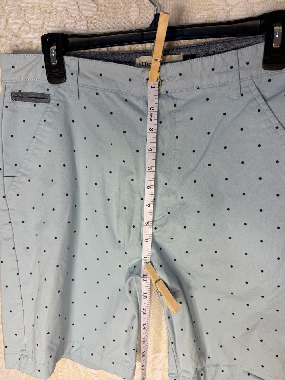 Hudson & Barrow Men's Light Blue Polka Dot Cotton Shorts - Picture 7 of 9